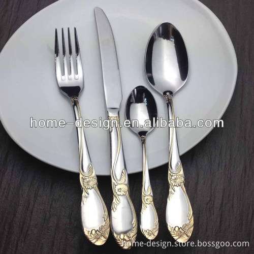 Middle quality 24pcs stainless steel gold plated flatware